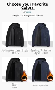 Comparison of blue and black men's hooded jackets in thin and fleece-lined styles