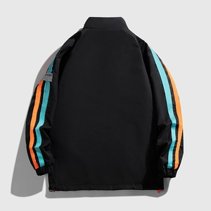 Veste de sport d'extérieur pour homme avec col montant et rayures contrastées au dos