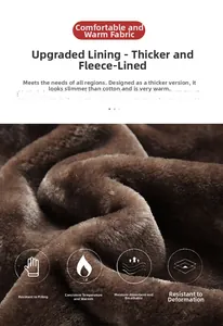 Detailed macro view of the premium thickened brown fleece lining for men's winter jackets