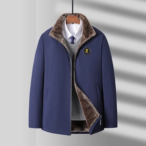 Men Winter Fleece Jacket Warm Thick Cotton Padded Coat Windproof Stand Collar Outerwear Casual Business Style For Men
