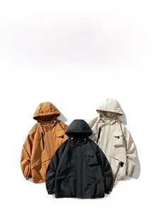Detailed close-up showing adjustable cuffs and utility pockets of these hooded jackets