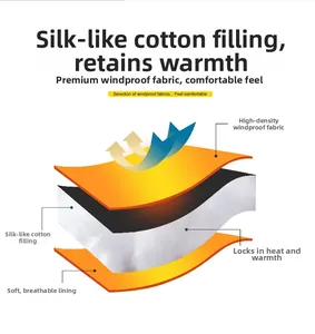 Three-layer cross-section of windproof fabric with warm padding and soft lining