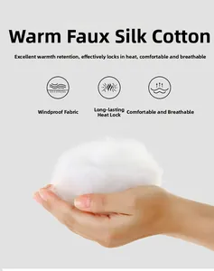 Close-up of soft imitation silk cotton filling for warm winter vest with breathable texture