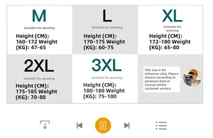 Detailed size chart for men casual hooded jacket showing weight and height in M to 3XL