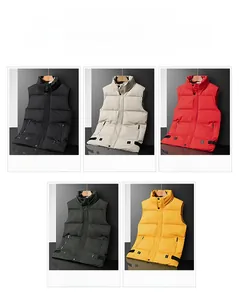 Close-up of padded vest colors including black, khaki, red, green and yellow