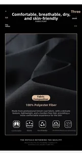 Close-up of black polyester jacket fabric showing breathable texture and premium weave