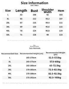 Detailed size chart for men's hooded vest including measurements and fit suggestions