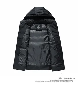 Detail of the black puffer vest lining with geometric pattern and inner branding tag