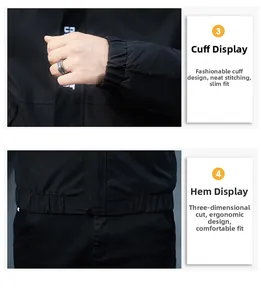 Detailansicht der elastischen Bündchen und des Saums an dieser schwarzen Herren-Funktionsjacke