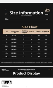 Guide des tailles pour veste de randonnée étanche montrant les mesures du M au 5XL