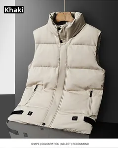Detail view of khaki quilted gilet featuring stand collar and side zipper pockets