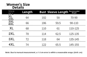 Guide des tailles détaillé pour veste outdoor femme avec longueur, buste et poids