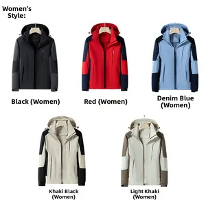 Damen Outdoor-Jacken mit Kapuze in Schwarz, Rot, Jeansblau, Khaki und Hellkhaki Farben