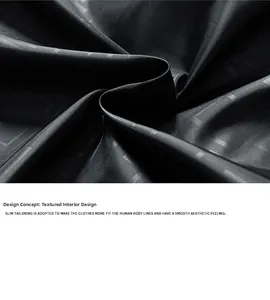 Detail shot of the black inner lining fabric with a premium mesh texture on a men's vest