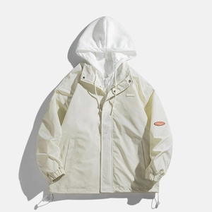 Veste Décontractée à Capuche pour Homme Effet Deux Pièces Coupe Ample Grande Taille Tendance Printemps Automne Polyester Manteau