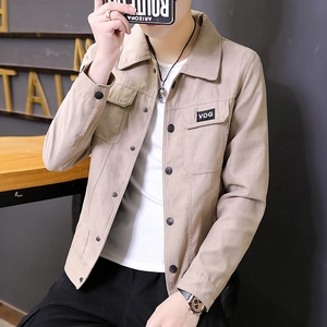 Giacca da Lavoro da Uomo Effetto Scamosciato Revers Monopetto Multitasche Casual Abbigliamento Moda Tinta Unita Primavera