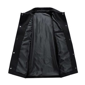 Men's casual black jacket with inner pocket, metallic snap buttons and silky lining