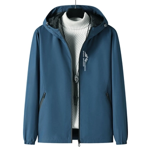 Veste à Capuche pour Homme en Polyester Léger Coupe-vent Imperméable Vêtements de Plein Air pour Randonnée Camping Style Sportif Décontracté Poches