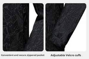 Détails de la poche zippée et du poignet réglable avec velcro sur la veste