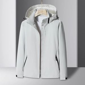 Unisex Waterproof Hooded Jacket Windproof Outdoor Sportswear Windbreaker Casual Polyester Coat Multi Pocket Zip Up Outerwear