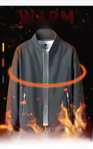 Detail der grauen Herren-Fliegerjacke mit Rippbündchen und warmem Fleece-Futter