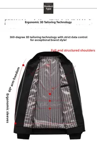 Detail of men's jacket featuring ergonomic 3D tailoring with striped lining