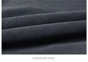 Macro view of high-quality corduroy fabric texture for men's winter jacket