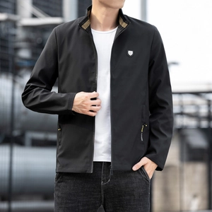 Giacca da Uomo Casual con Collo Alto Moda Tinta Unita Cappotto con Cerniera Giacca a Vento Taglie Forti Primavera Autunno Abbigliamento Esterno da Uomo