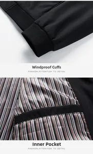Detail der winddichten Rippbündchen und Innentasche mit Streifenfutter bei Herrenjacke