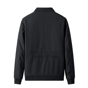 Men's black casual jacket with back Fashion Leisure embroidery and ribbed cuffs