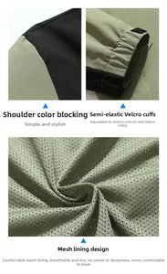 Détails de veste extérieure avec poignets réglables et doublure en maille respirante