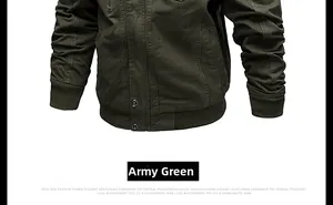 Detail of heavy-duty cotton canvas military green jacket with metal buttons and ribbed cuffs