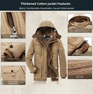 Detail view of khaki winter parka showing thermal fleece lining and ribbed windproof cuffs