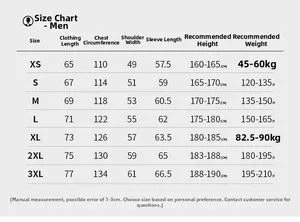 Tableau des tailles détaillé pour veste outdoor homme avec guide de taille et poids