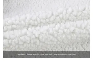 Close-up of white Sherpa fleece lining showing thick, warm, and soft macro texture