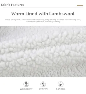 Detail of warm sherpa fleece lining for men's hooded jacket showing soft fabric texture