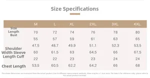 Detailed size chart for men outdoor hooded jacket showing measurements from M to 4XL
