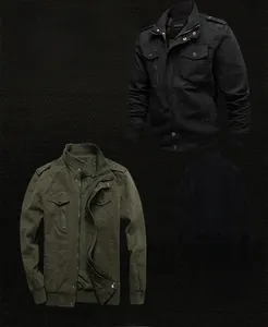 Detail of the thick cotton tank jacket featuring warm fleece lining and tactical pockets