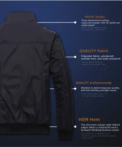 Men's windproof jacket back view with ribbed hem and ergonomic polyester fabric design