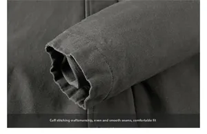 Detailed close-up showing reinforced double stitching on the durable canvas jacket cuffs