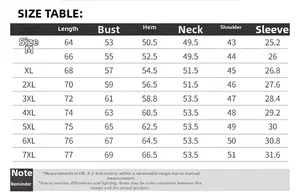 Tableau des tailles pour gilet de pêche multipoches avec mesures détaillées de M à 7XL
