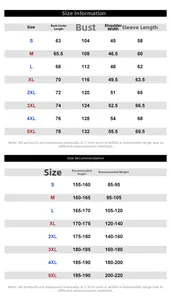 Detailed size chart for men's outdoor jacket from S to 5XL with height and weight guide