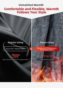 Detail comparison of men jacket lining options with regular and thermal fleece interiors