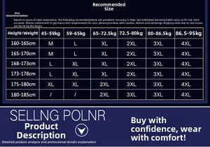 Size chart for men's casual jacket showing height and weight measurements from M to 4XL