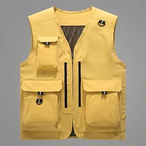 Gilet Utilitaire D'extérieur Pour Hommes Avec Plusieurs Poches Dos En Maille Respirante Gilet De Pêche Photographie Sans Manches