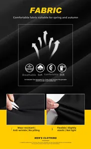 Close-up of black breathable and wrinkle-resistant fabric for men's casual trousers