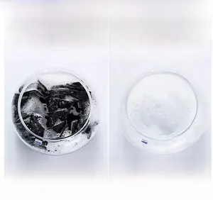 Detailed colorfastness test for black ice silk pants showing no fading after soaking