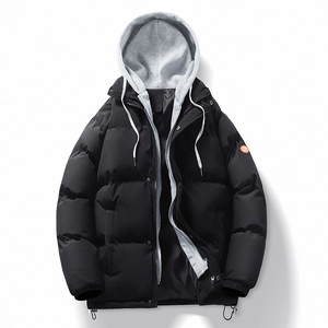Winter-Steppjacke für Herren mit grauer Kapuze und winddichtem, warmem Futter