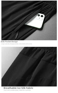 Detail of breathable ice silk fabric with mesh texture and large zip side pocket