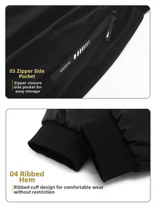 Detail of men's winter down pants featuring fashion zipper pockets and ribbed cuffs